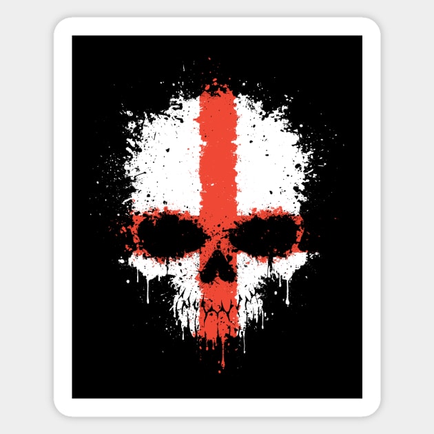 Chaotic English Flag Splatter Skull Sticker by jeffbartels